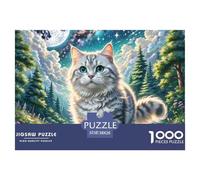 English Short Silver Gradual Layer 1000 Pieces Puzzle for Adults And Children Animal Cat Whimsical Challenge Colourful Educational Games 38x26cm/1000pcs