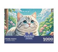 English Short Silver Gradual Layer Puzzles 1000 Pieces for Adults And Children Animal Cat Fun Challenging Brainteasing Perfect for Relaxation Home Decoration 38x26cm/1000pcs