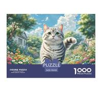 English Short Silver Gradual Layer Puzzles 1000 Pieces For Adults And Kids Animal Cat with Extra Fun Challenges Colourful Creativity Gift Giving Recycled Cardboard 70x50cm/1000pcs