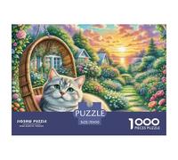 English Short Silver Gradual Layer Puzzles 1000 Pieces for Adults Animal Cat with Extra Fun Challenges Perfect for Relaxation Educational Games 70x50cm/1000pcs
