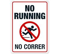 English Spanish Bilingual No Running Pool Warning Metal Tin Sign 12x8 Inch