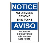 English + Spanish No Drivers Beyond This Point Sign Safety Signs Style 2035 Caution Metal Tin - Bold, High-Visibility Design for 8x12 Inch