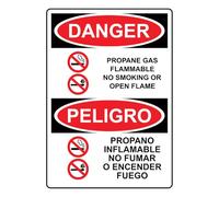 English + Spanish OSHA Danger Propane Gas Flammable No Smoking Sign with Symbol OSHA Safety Sign Style 2545 Warning Metal Tin Sign - Eye-catching, High Visibility Safety Design30x40cm