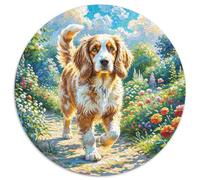 English Springer Spaniel 1000 Pieces Jigsaws Pet Dog CircularJigsaw Jigsaw Puzzles Creative Travel Gifts,Present 1000pcs (67.5x67.5cm)