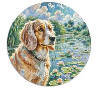 English Springer Spaniel 1000 Pieces Jigsaws Pet Dog Round Puzzles Jigsaw Puzzles for Adults & Kids Unique Challenge Games 1000pcs (67.5x67.5cm)