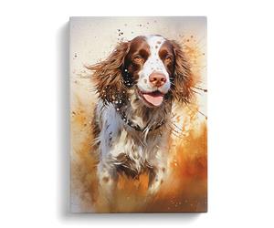 English Springer Spaniel Action Painting Canvas Print | Gallery Wrapped 30mm Frame Wall Art | 30x20 inches | Ready to Hang | Modern Picture | Living Room Bedroom Lounge Office
