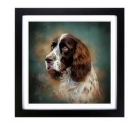English Springer Spaniel Conceptual Art No.2 Framed Print | 18x18 Inch Black Framed Wall Art | Ready to Hang | Modern Animal Picture | Living Room Bedroom Lounge Office