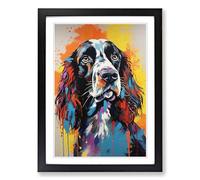 English Springer Spaniel Contemporary Framed Wall Art Print, Ready to Hang Picture for Living Room Bedroom Home Office, Black A2 (48 x 66 cm)
