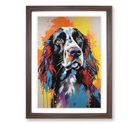English Springer Spaniel Contemporary Framed Wall Art Print, Ready to Hang Picture for Living Room Bedroom Home Office, Walnut A2 (48 x 66 cm)