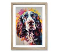 English Springer Spaniel Contemporary No.2 Framed Wall Art Print, Ready to Hang Picture for Living Room Bedroom Home Office, Oak A2 (48 x 66 cm)