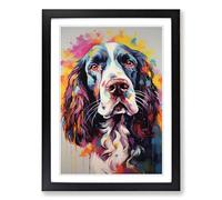 English Springer Spaniel Contemporary No.2 Framed Wall Art Print, Ready to Hang Picture for Living Room Bedroom Home Office, Black A2 (48 x 66 cm)
