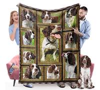 English Springer Spaniel Dog Blanket, Fleece Throw Blanket for Couch Bed, Soft Cozy Warm Flannel Blankets and Throws for Sofa Living Room, Gifts for Dog Lovers, 60" x 80" Twin Size