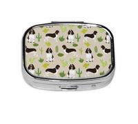 English Springer Spaniel Dog Cactus Dog,Meta Pill Box 2 Compartment Medicine Case,Portable Organizer,Rectangle Meta Portable Organizer Pill Box 1240 Compartment Medicine Case