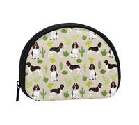 English Springer Spaniel Dog Cactus DogSmall Makeup Sanitary Napkin Storage Bag,Women's Cosmetic Coin Purse