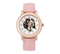 English Springer Spaniel Dog Casual Women's Watch Slim Analog Display Quartz Wrist Watches with Leather Strap