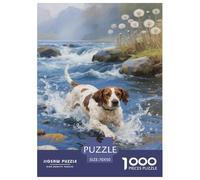 English Springer Spaniel Dog Jigsaw Puzzles 1000 Pieces Challenge Game for Adults,Water Scene Impossible Jigsaw 1000 Pieces Educational Games for Adults Or Families 70x50cm/1000pcs