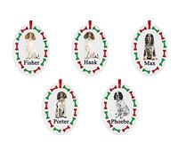 English Springer Spaniel Dog Personalised Oval Shaped Personalised Christmas Tree Bauble - With the name of your choice - 5 Different Designs Available At Customisation Point, White, 7cm Diameter