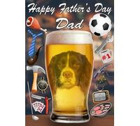 English Springer Spaniel Dog Pint Father's Day Greeting Card A5 Dad Things Step Dad Pub Beer PP41