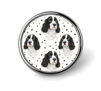 English Springer Spaniel Dog Round Brooch Pin Lapel Pins Tie Suit Dress Accessories for Men Women Wedding Birthday