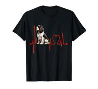 English Springer Spaniel Heartbeat Dog Lifeline Value Graphic T-Shirt, Men, Black, L