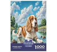 English Springer Spaniel Jigsaw Puzzles Puzzles for Adults Kids. 1000 Piece Whimsical Challenge Toy Educational Games Home Decoration for Adults& Kids Age 14 Years Up 38x26cm/1000pcs