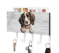 English Springer Spaniel Key Holder for Wall, Lovely Dog Mail Holder and Key Rack for Entryway,Rustic Key Hangers with 5 Hooks, Wall Mount for Entryway, Mudroom, Hallway