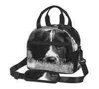 English Springer Spaniel Lunch Bag,Durable Insulated Lunch Box Tote Bag Reusable Cooler Bag with Shoulder Strap
