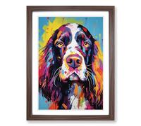 English Springer Spaniel Modern Framed Wall Art Print, Ready to Hang Picture for Living Room Bedroom Home Office, Walnut A2 (48 x 66 cm)