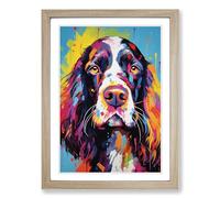 English Springer Spaniel Modern Framed Wall Art Print, Ready to Hang Picture for Living Room Bedroom Home Office, Oak A2 (48 x 66 cm)