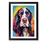 English Springer Spaniel Modern Framed Wall Art Print, Ready to Hang Picture for Living Room Bedroom Home Office, Black A2 (48 x 66 cm)
