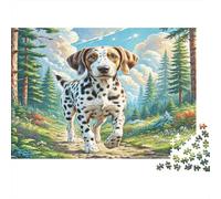 English Springer Spaniel Paper Dalmatian on Forest Path Jigsaw Puzzle Set Brain Training Birthday Gift 52x38cm/1000pcs