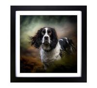 English Springer Spaniel Photograph No.1 Framed Print | 18x18 Inch Black Framed Wall Art | Ready to Hang | Modern Animal Picture | Living Room Bedroom Lounge Office