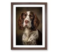 English Springer Spaniel Renaissance Framed Print | A2 Walnut Framed Wall Art | Ready to Hang | Modern Animal Picture | Living Room Bedroom Lounge Office