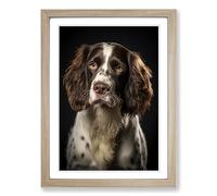 English Springer Spaniel Romanticism Framed Wall Art Print A2 Oak