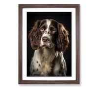 English Springer Spaniel Romanticism Framed Wall Art Print A2 Walnut