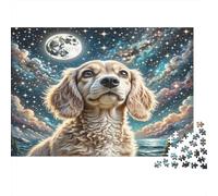 English Springer Spaniel Sturdy Paper Cocker Spaniel Under Starry Sky Jigsaw Puzzle Home Decor Collectible 70x50cm/1000pcs