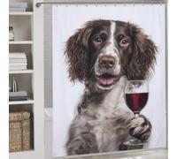 English Springer Spaniel with Wine Glass Portrait Bath Shower Curtains Mildew Quick Drying Proof Resistant Modern Fabric Bathroom Decor Set for Bathtub Shower Stall 69.69x70.87Inch（177x180cm）