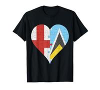English St Lucian Flag Heart T-Shirt
