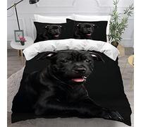 English Staffordshire Bull Terrier Bedding Double Bed Set Microfiber Teenager Bedding Dog Black 3D Bedding Set for Small Double 3Pcs Anti Allergic Double Duvet Cover Set with Zipper /200x200 cm