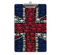 English State Flag Skull Crossbones A4 Size Clipboard Funny Aesthetic Working Studying Letter Standard Clip Board 12.5×8.5 in Hardboard for School Classroom Kids Writing Drawing
