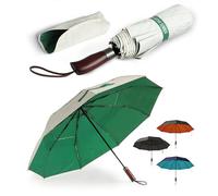 ENGLISH SUMMER Luxury, Quality, Windproof Umbrella for Rain & Sun: Strong, Automatic, Extra Large Canopy, Vented, Folding, Real Wooden Handle (Cream & Green)