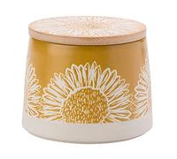 ENGLISH TABLEWARE Artisan Flower Yellow Canister with Bamboo Lid