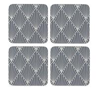 English Tableware Co. Geometric Set of 4 Coasters | Cork Backed Drinks Mats | Heat Resistant Table Protectors | Modern Kitchen & Dining Décor