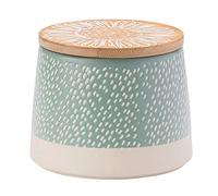 English Tableware Company Artisan Flower Blue Canister with Bamboo Lid 11cm x 10cm