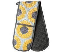 English Tableware Company Artisan Flower Double Oven Gloves, 100% Cotton, Sunflower Design