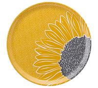 English Tableware Company Artisan Flower Round Tray - Sunflower Print Melamine Serving Tray - Large Decorative Kitchen & Dining Tray for Drinks, Food & Tableware - 36cm