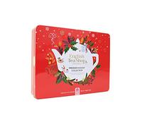English Tea Shop Organic Premium Holiday Collection Snowflake Red Gift Tin 36 Tea Bag Sachets - 6 Different Flavours