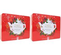 English Tea Shop Organic Premium Holiday Collection Snowflake Red Gift Tin 36 Tea Bag Sachets - 6 Different Flavours (Pack of 2)