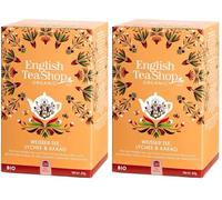 English Tea Shop Organic White Tea Lychee Cocoa - 20 Paper Tea Bag Sachets (Pack of 2)