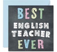 English Teacher Appreciation Card - Best English Teacher Ever - Thank You Card from Student Pupil, 145mm x 145mm Thankful Cards